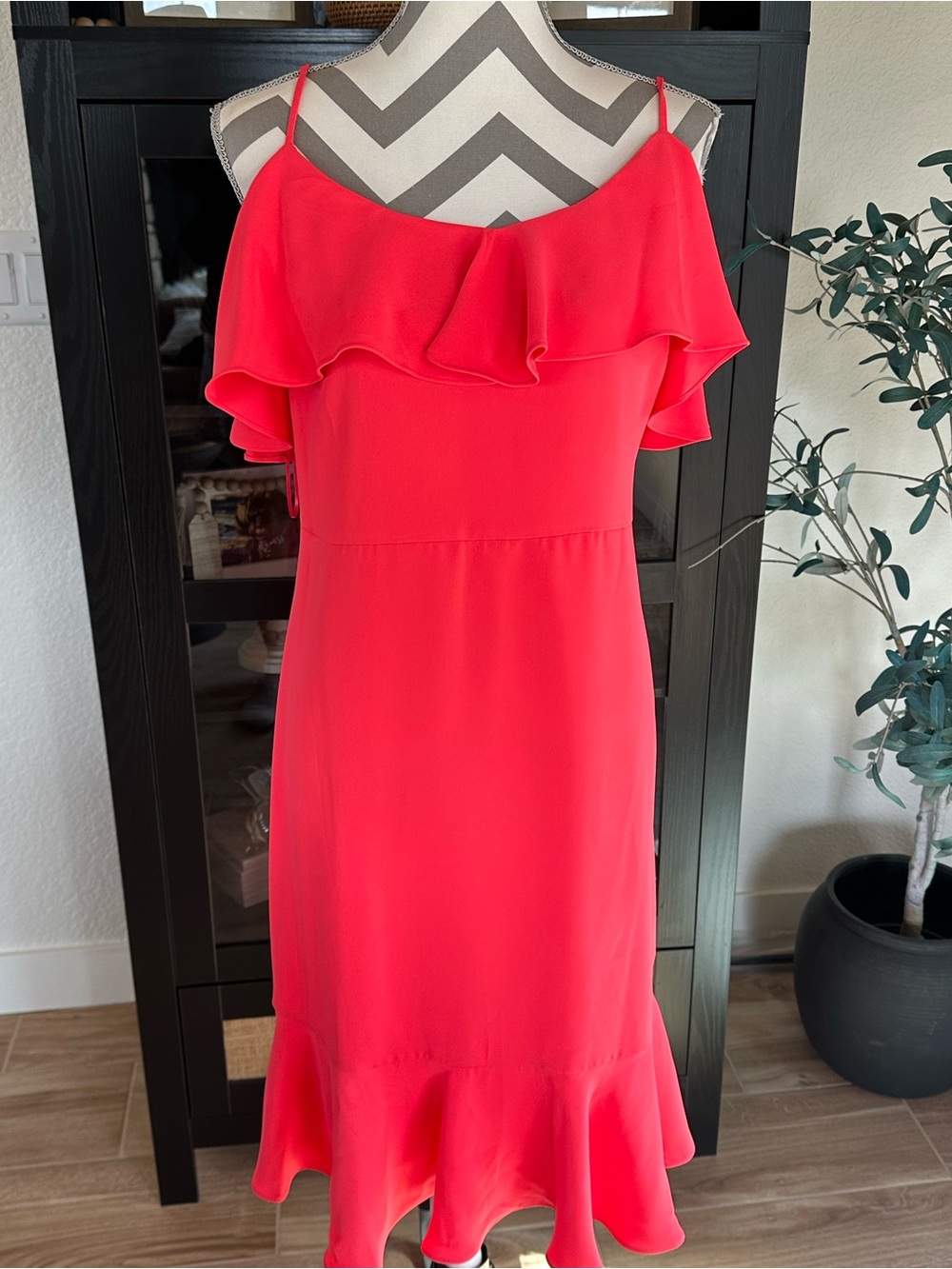 Trina Turk Mosey Ruffle Sleeveless Midi Dress, Size Large